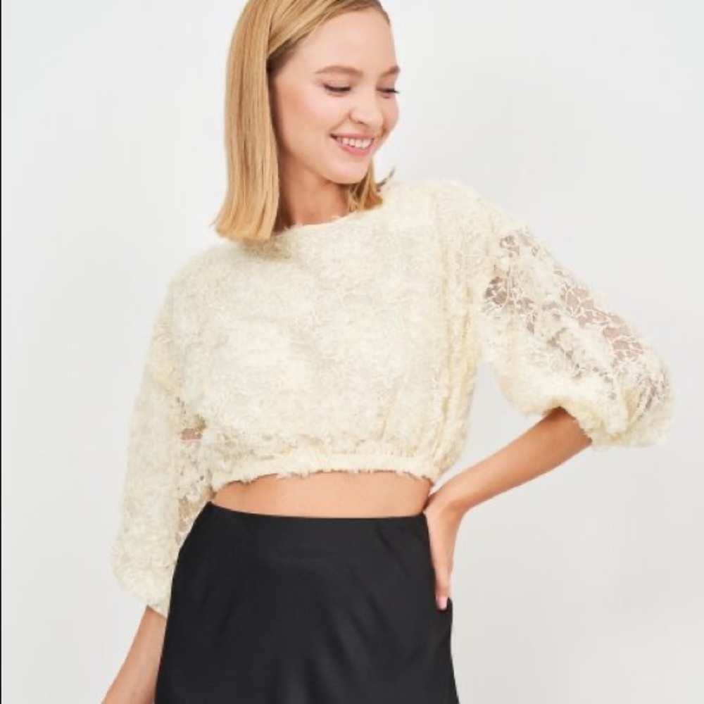 NWT Zara Organza Lace Shirt - Picture 3 of 11